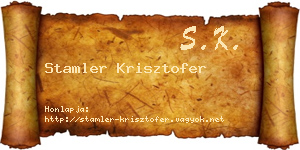 Stamler Krisztofer névjegykártya